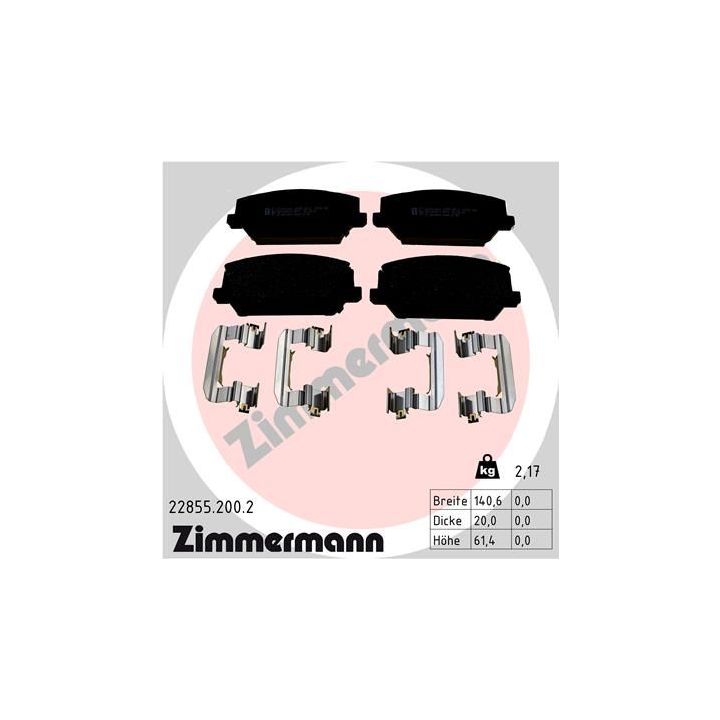 Stabdžių trinkelių rinkinys, diskinis stabdys ZIMMERMANN 22855.200.2