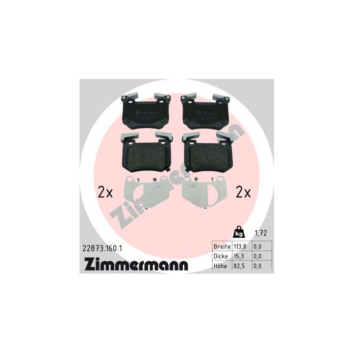 Stabdžių trinkelių rinkinys, diskinis stabdys ZIMMERMANN 22873.160.1