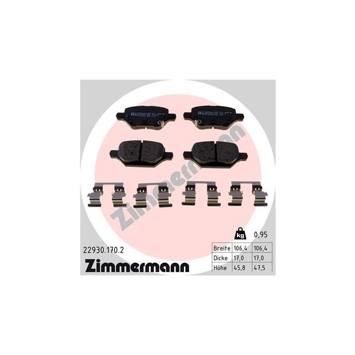 Stabdžių trinkelių rinkinys, diskinis stabdys ZIMMERMANN 22930.170.2