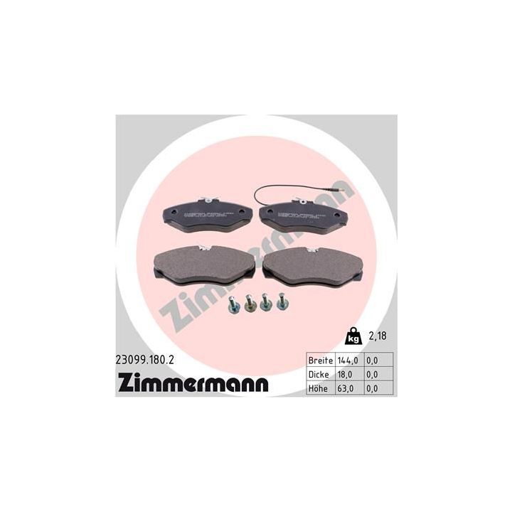 Stabdžių trinkelių rinkinys, diskinis stabdys ZIMMERMANN 23099.180.2