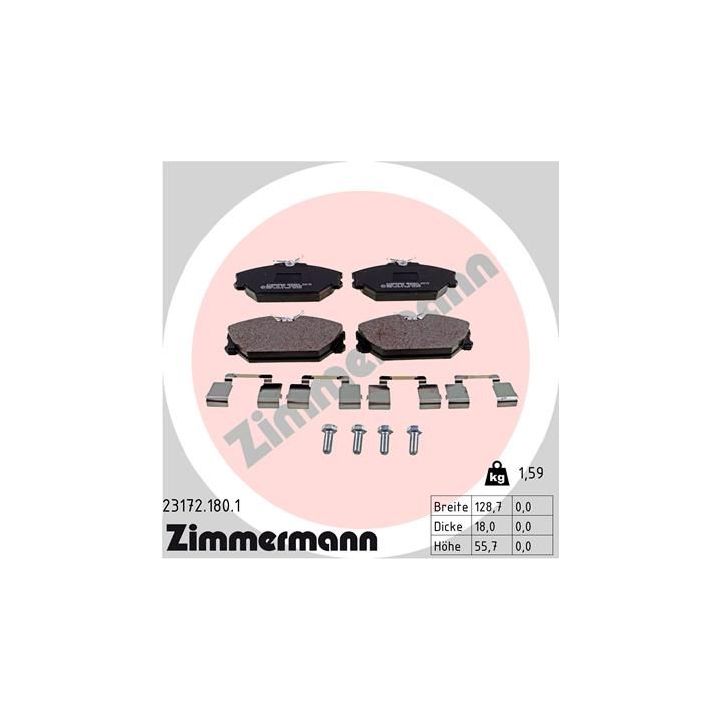 Stabdžių trinkelių rinkinys, diskinis stabdys ZIMMERMANN 23172.180.1