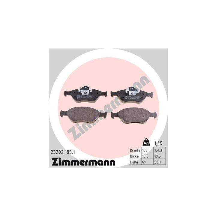 Stabdžių trinkelių rinkinys, diskinis stabdys ZIMMERMANN 23202.185.1