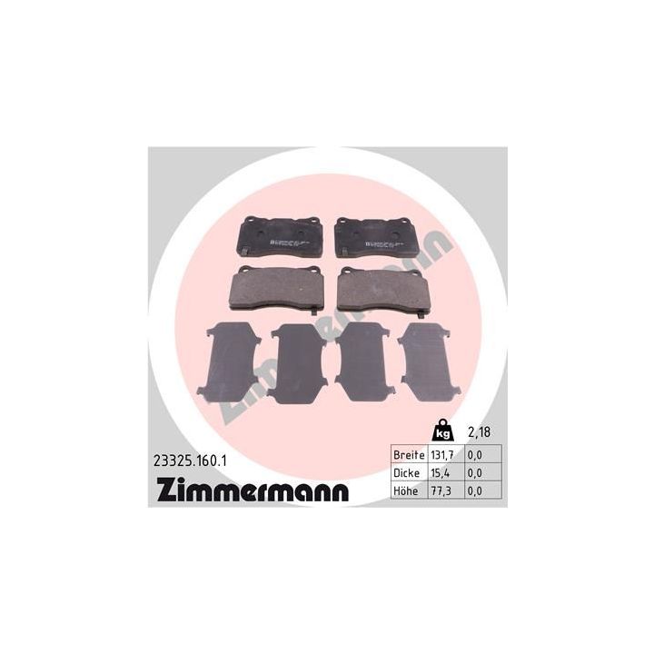 Stabdžių trinkelių rinkinys, diskinis stabdys ZIMMERMANN 23325.160.1
