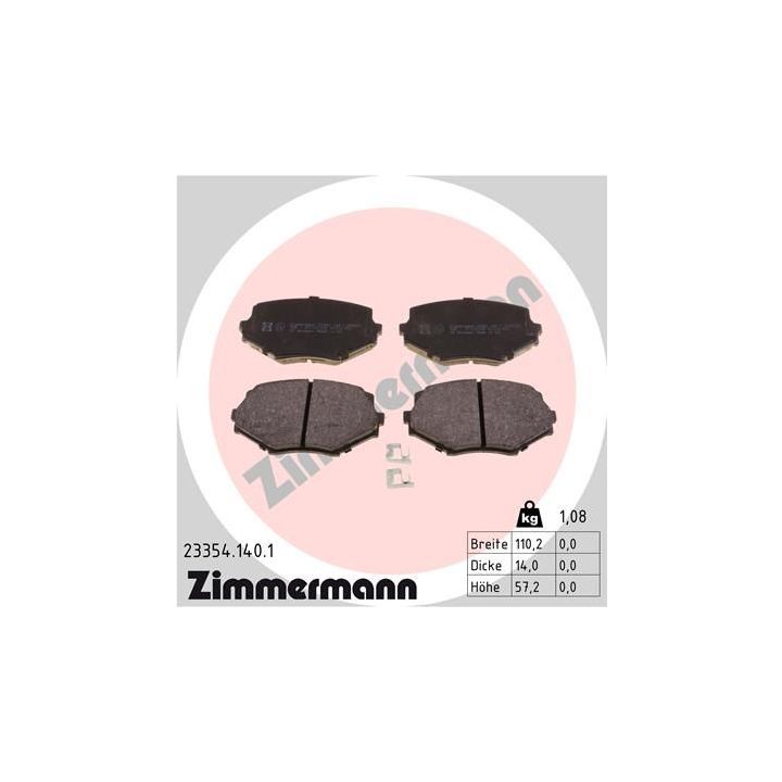 Stabdžių trinkelių rinkinys, diskinis stabdys ZIMMERMANN 23354.140.1