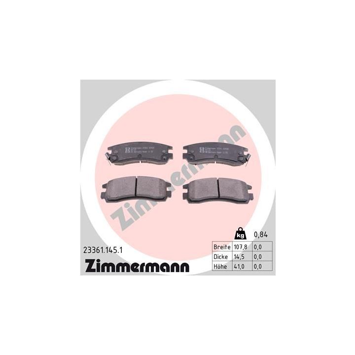 Stabdžių trinkelių rinkinys, diskinis stabdys ZIMMERMANN 23361.145.1