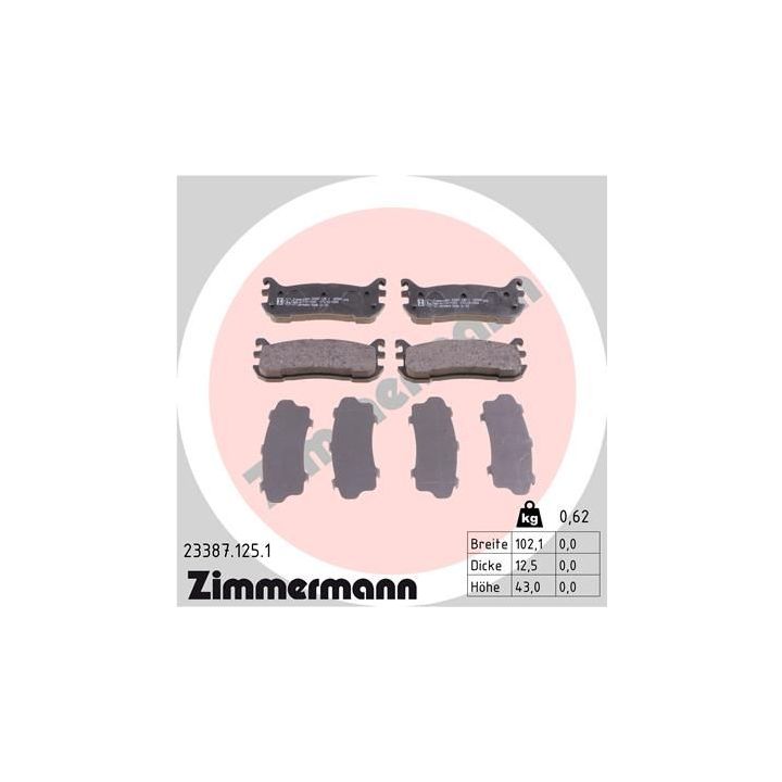 Stabdžių trinkelių rinkinys, diskinis stabdys ZIMMERMANN 23387.125.1
