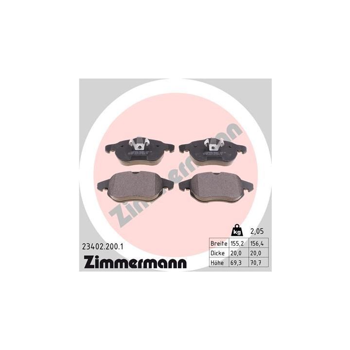Stabdžių trinkelių rinkinys, diskinis stabdys ZIMMERMANN 23402.200.1