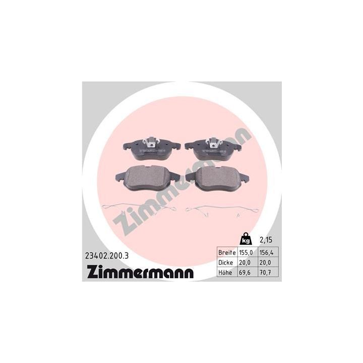 Stabdžių trinkelių rinkinys, diskinis stabdys ZIMMERMANN 23402.200.3
