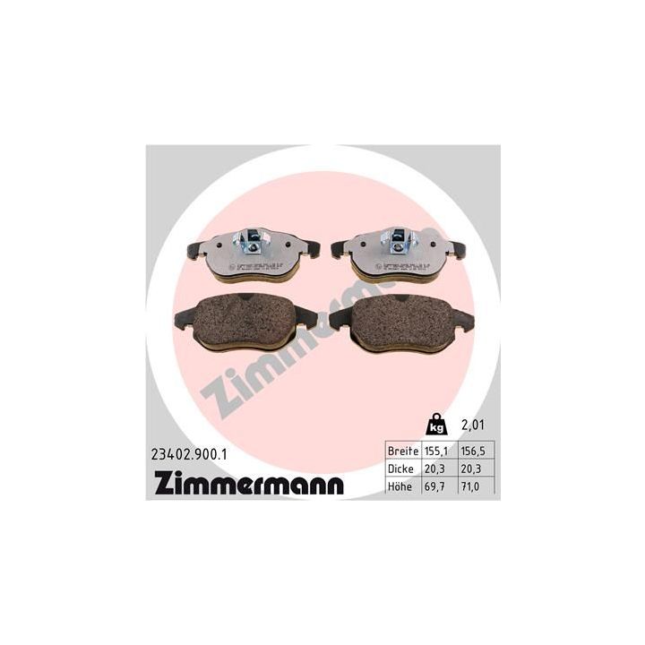 Stabdžių trinkelių rinkinys, diskinis stabdys ZIMMERMANN 23402.900.1