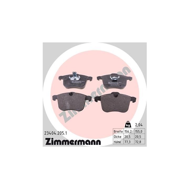 Stabdžių trinkelių rinkinys, diskinis stabdys ZIMMERMANN 23404.205.1