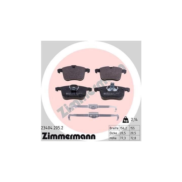 Stabdžių trinkelių rinkinys, diskinis stabdys ZIMMERMANN 23404.205.2