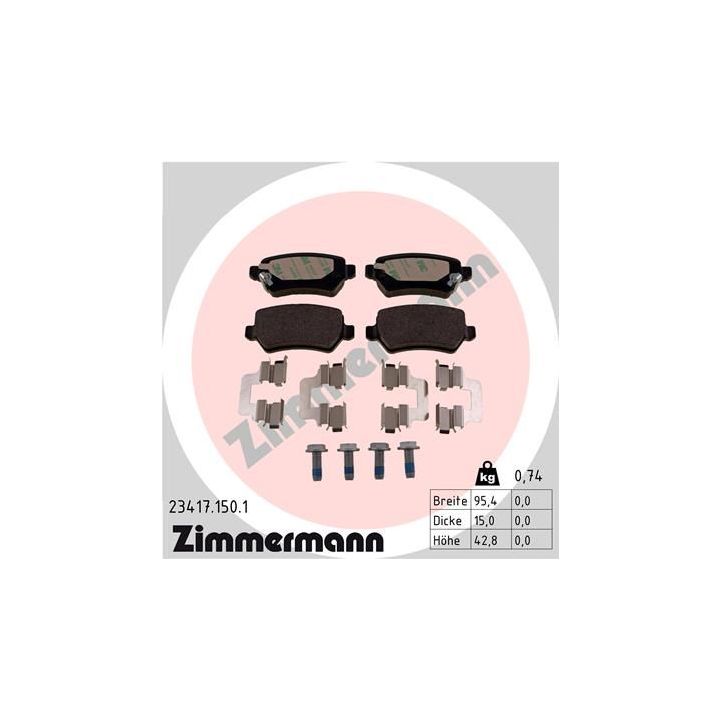 Stabdžių trinkelių rinkinys, diskinis stabdys ZIMMERMANN 23417.150.1