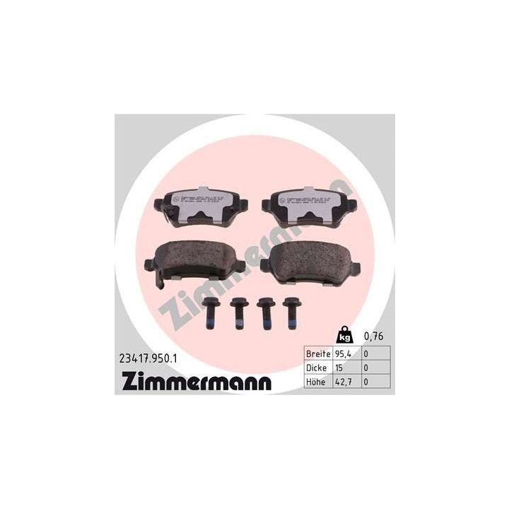 Stabdžių trinkelių rinkinys, diskinis stabdys ZIMMERMANN 23417.950.1