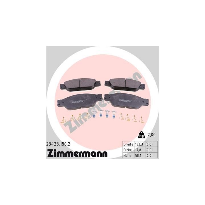 Stabdžių trinkelių rinkinys, diskinis stabdys ZIMMERMANN 23423.180.2