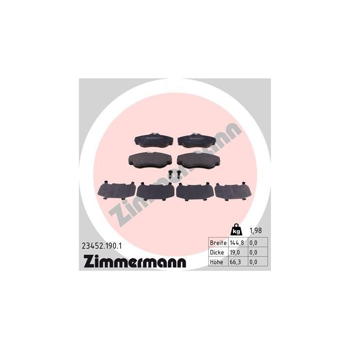 Stabdžių trinkelių rinkinys, diskinis stabdys ZIMMERMANN 23452.190.1