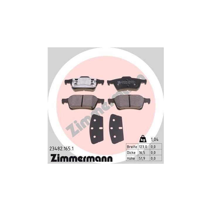 Stabdžių trinkelių rinkinys, diskinis stabdys ZIMMERMANN 23482.165.1