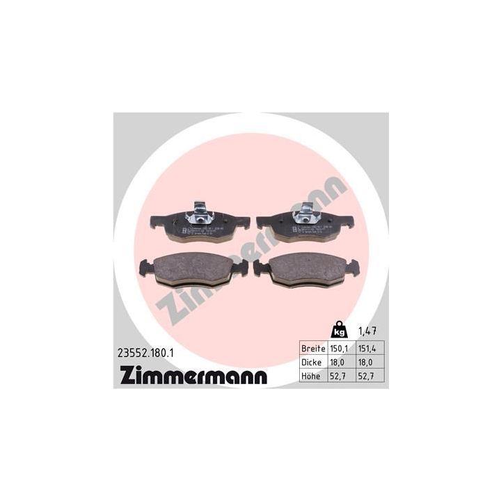 Stabdžių trinkelių rinkinys, diskinis stabdys ZIMMERMANN 23552.180.1