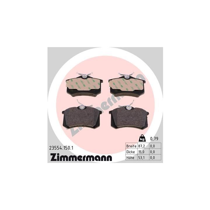 Stabdžių trinkelių rinkinys, diskinis stabdys ZIMMERMANN 23554.150.1
