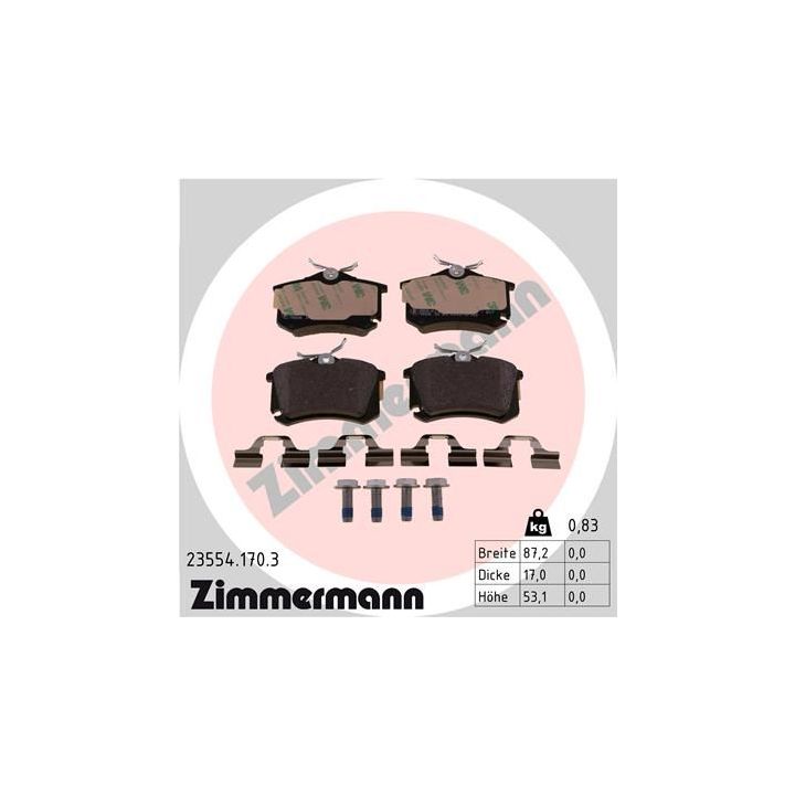 Stabdžių trinkelių rinkinys, diskinis stabdys ZIMMERMANN 23554.170.3