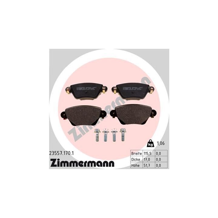 Stabdžių trinkelių rinkinys, diskinis stabdys ZIMMERMANN 23557.170.1