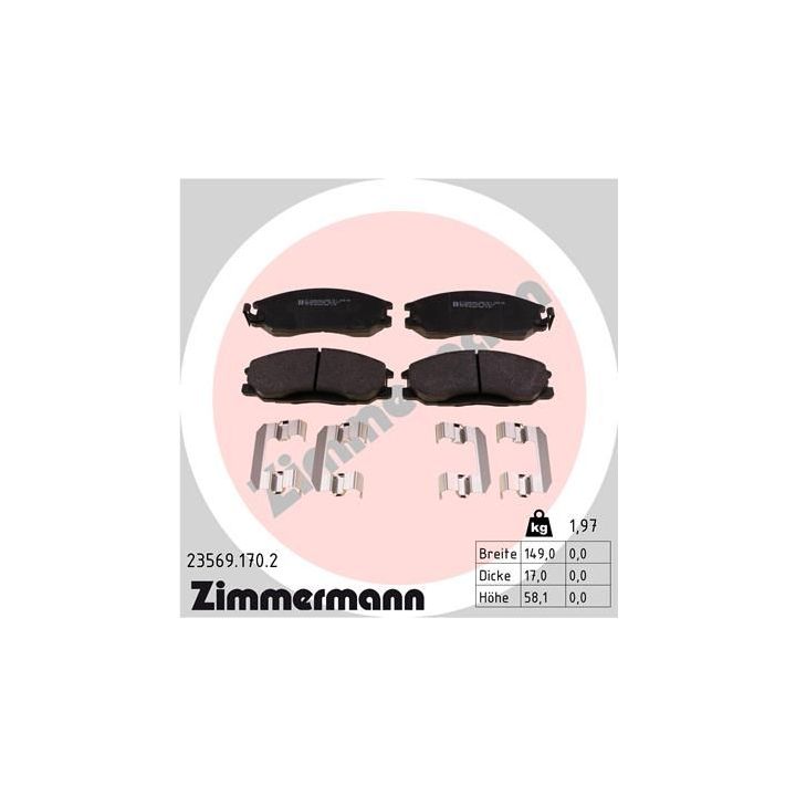 Stabdžių trinkelių rinkinys, diskinis stabdys ZIMMERMANN 23569.170.2