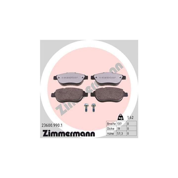 Stabdžių trinkelių rinkinys, diskinis stabdys ZIMMERMANN 23600.990.1
