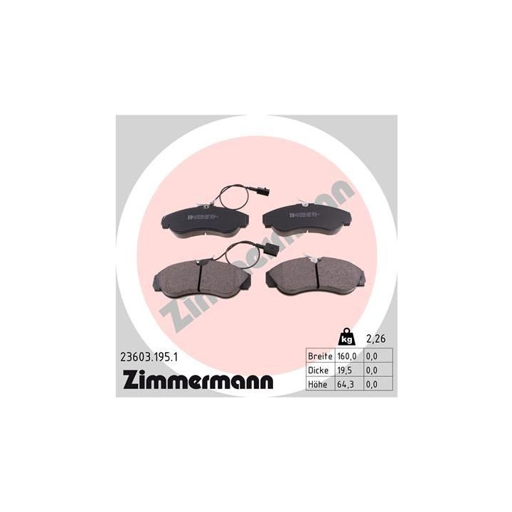 Stabdžių trinkelių rinkinys, diskinis stabdys ZIMMERMANN 23603.195.1