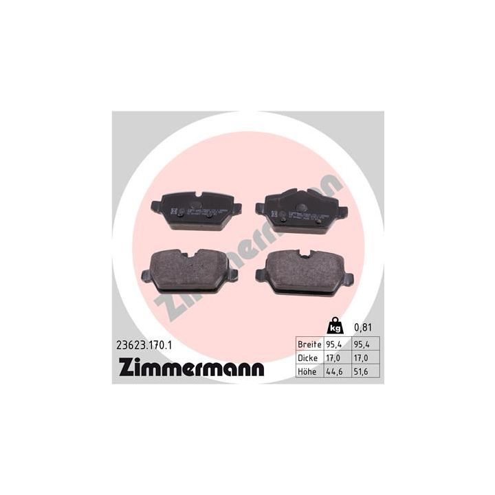 Stabdžių trinkelių rinkinys, diskinis stabdys ZIMMERMANN 23623.170.1
