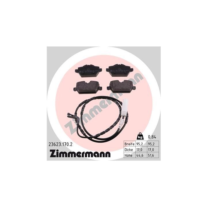 Stabdžių trinkelių rinkinys, diskinis stabdys ZIMMERMANN 23623.170.2