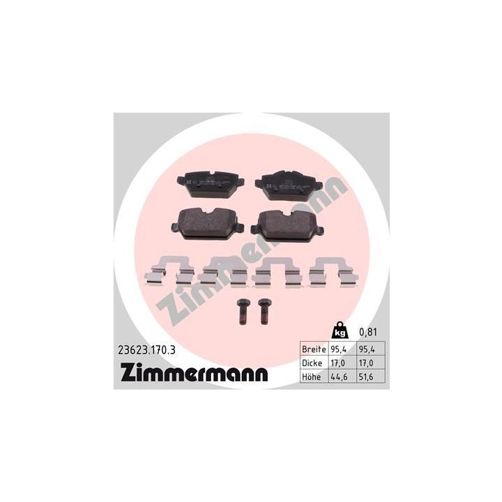 Stabdžių trinkelių rinkinys, diskinis stabdys ZIMMERMANN 23623.170.3