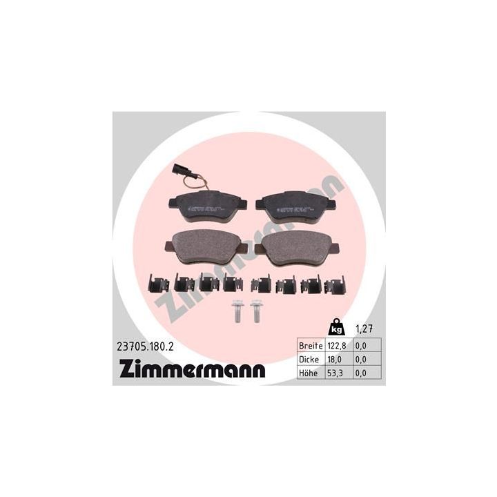 Stabdžių trinkelių rinkinys, diskinis stabdys ZIMMERMANN 23705.180.2