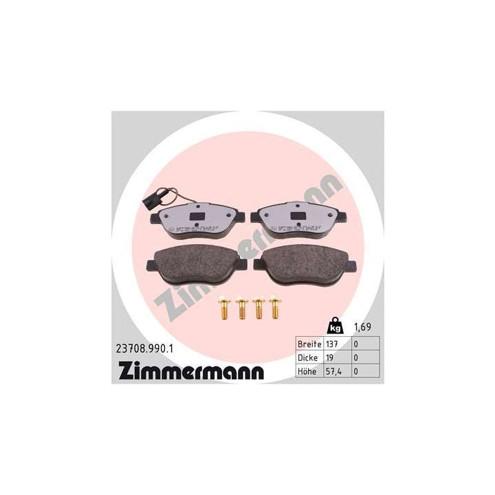 Stabdžių trinkelių rinkinys, diskinis stabdys ZIMMERMANN 23708.990.1