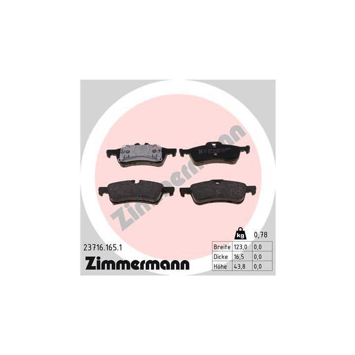 Stabdžių trinkelių rinkinys, diskinis stabdys ZIMMERMANN 23716.165.1