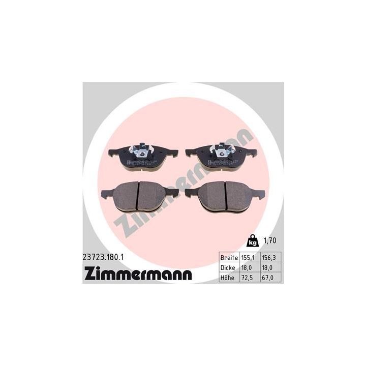 Stabdžių trinkelių rinkinys, diskinis stabdys ZIMMERMANN 23723.180.1
