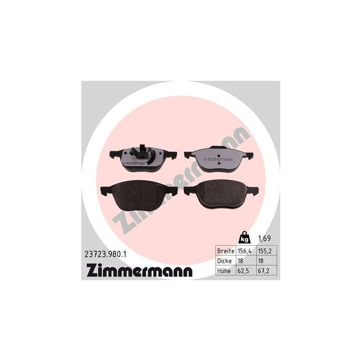 Stabdžių trinkelių rinkinys, diskinis stabdys ZIMMERMANN 23723.980.1