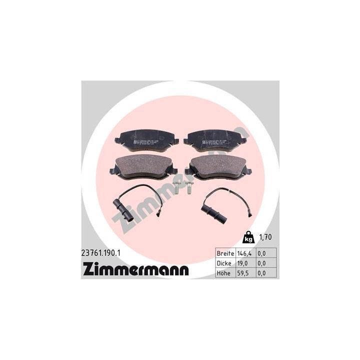 Stabdžių trinkelių rinkinys, diskinis stabdys ZIMMERMANN 23761.190.1