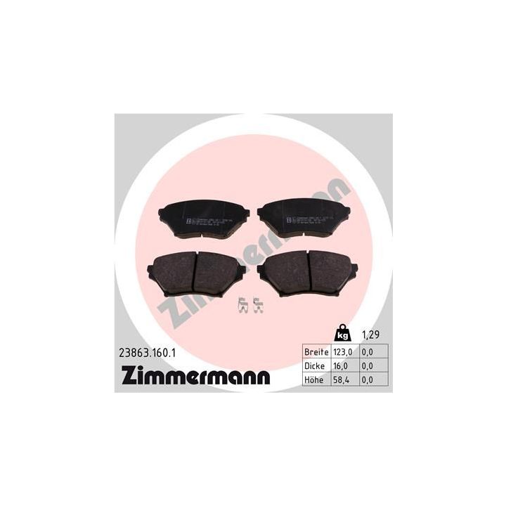Stabdžių trinkelių rinkinys, diskinis stabdys ZIMMERMANN 23863.160.1