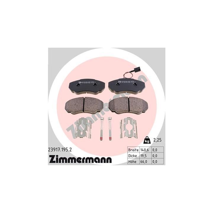 Stabdžių trinkelių rinkinys, diskinis stabdys ZIMMERMANN 23917.195.2