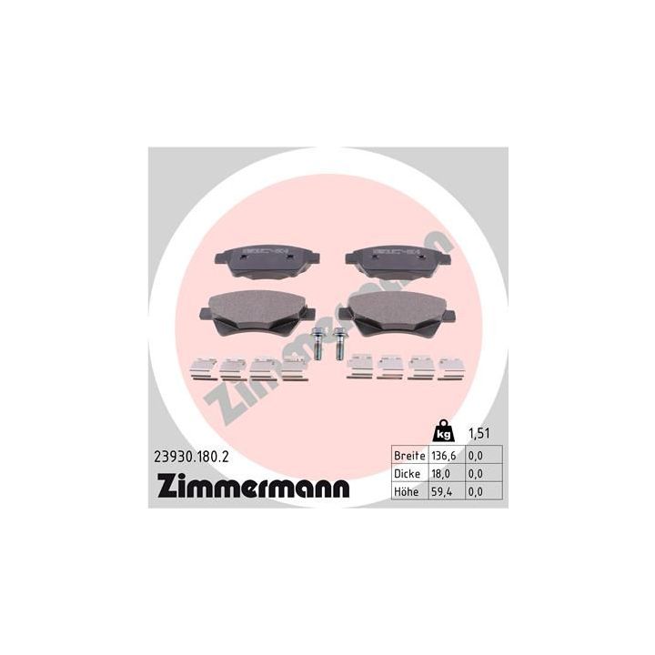 Stabdžių trinkelių rinkinys, diskinis stabdys ZIMMERMANN 23930.180.2