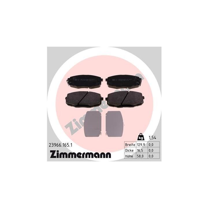 Stabdžių trinkelių rinkinys, diskinis stabdys ZIMMERMANN 23966.165.1