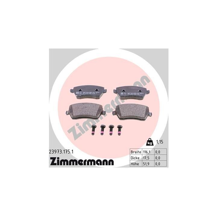 Stabdžių trinkelių rinkinys, diskinis stabdys ZIMMERMANN 23973.175.1