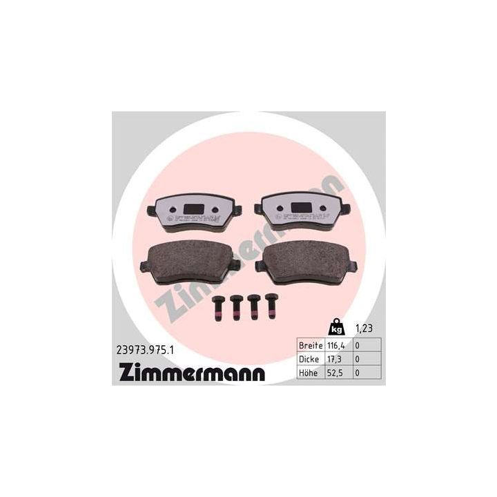 Stabdžių trinkelių rinkinys, diskinis stabdys ZIMMERMANN 23973.975.1