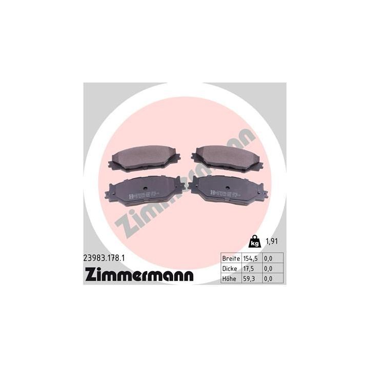 Stabdžių trinkelių rinkinys, diskinis stabdys ZIMMERMANN 23983.178.1