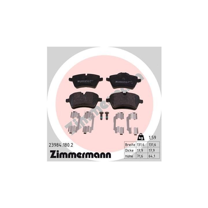 Stabdžių trinkelių rinkinys, diskinis stabdys ZIMMERMANN 23984.180.2