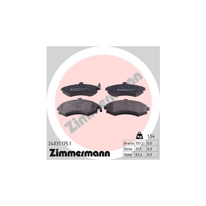 Stabdžių trinkelių rinkinys, diskinis stabdys ZIMMERMANN 24031.175.1