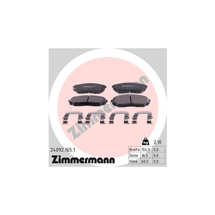 Stabdžių trinkelių rinkinys, diskinis stabdys ZIMMERMANN 24092.165.1