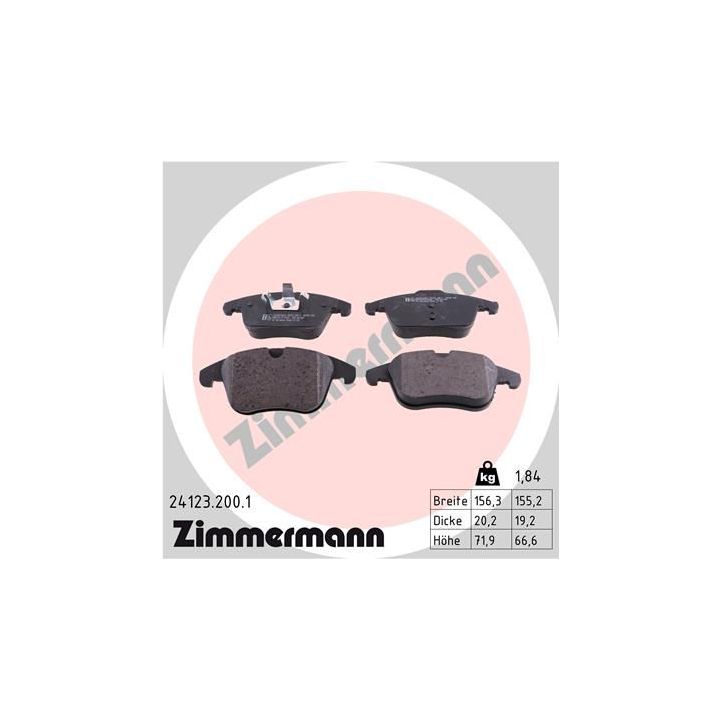Stabdžių trinkelių rinkinys, diskinis stabdys ZIMMERMANN 24123.200.1
