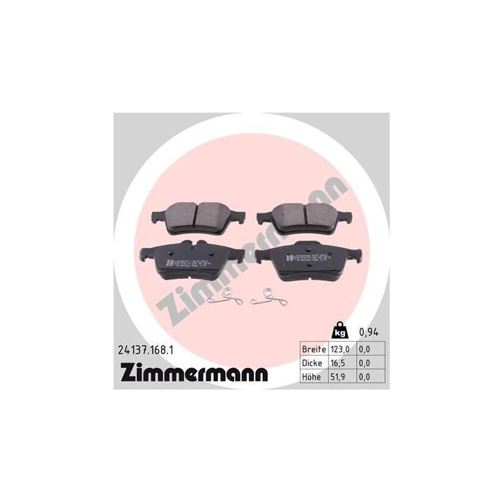 Stabdžių trinkelių rinkinys, diskinis stabdys ZIMMERMANN 24137.168.1