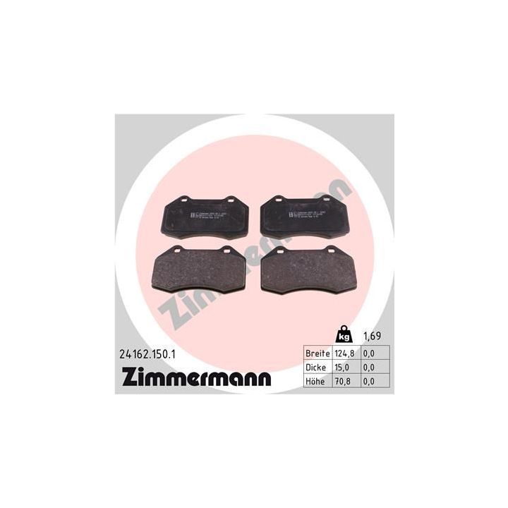 Stabdžių trinkelių rinkinys, diskinis stabdys ZIMMERMANN 24162.150.1