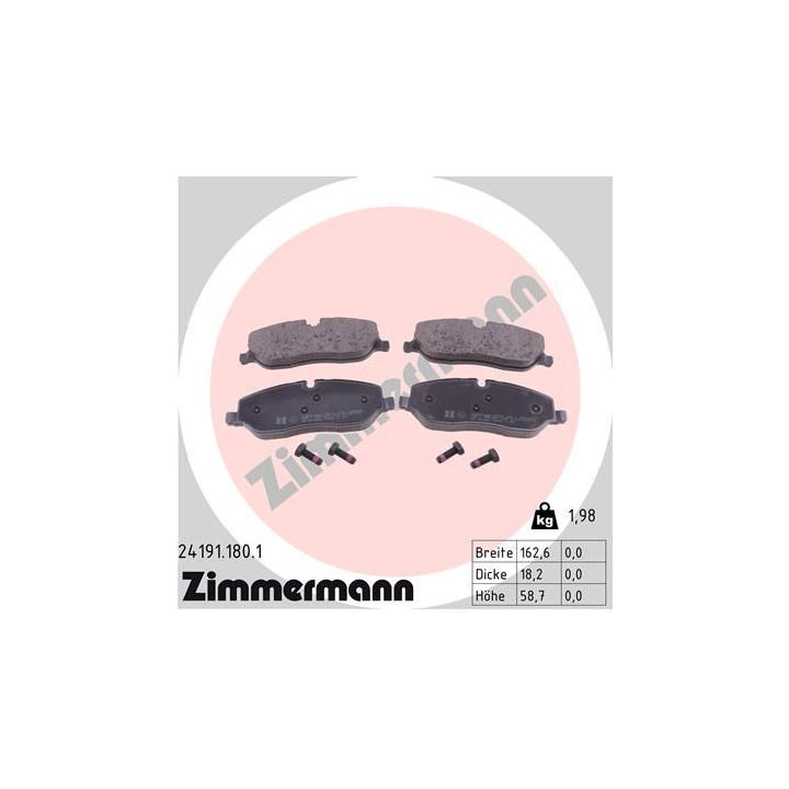 Stabdžių trinkelių rinkinys, diskinis stabdys ZIMMERMANN 24191.180.1